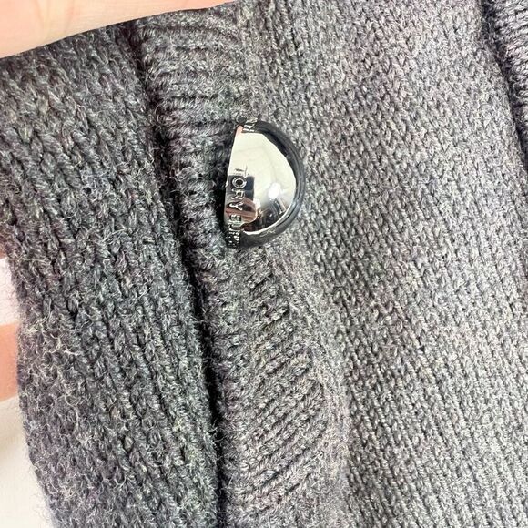 Tory Burch Sweater Vest Womens XS Dark Gray Belt Full Zip Merino Wool - Picture 2 of 11